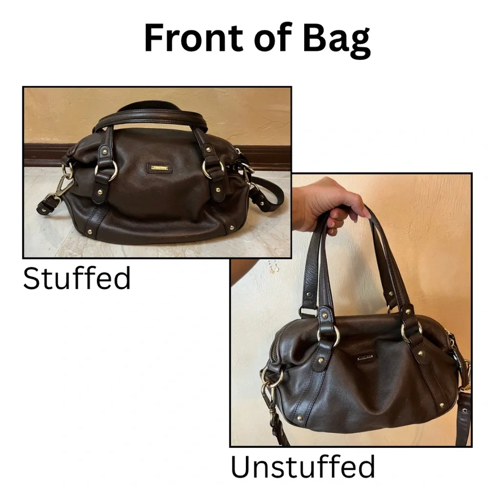 MaxMara Brown Leather Hobo Bag w/ Zip Closure & Detachable Strap - Picture 3 of 17